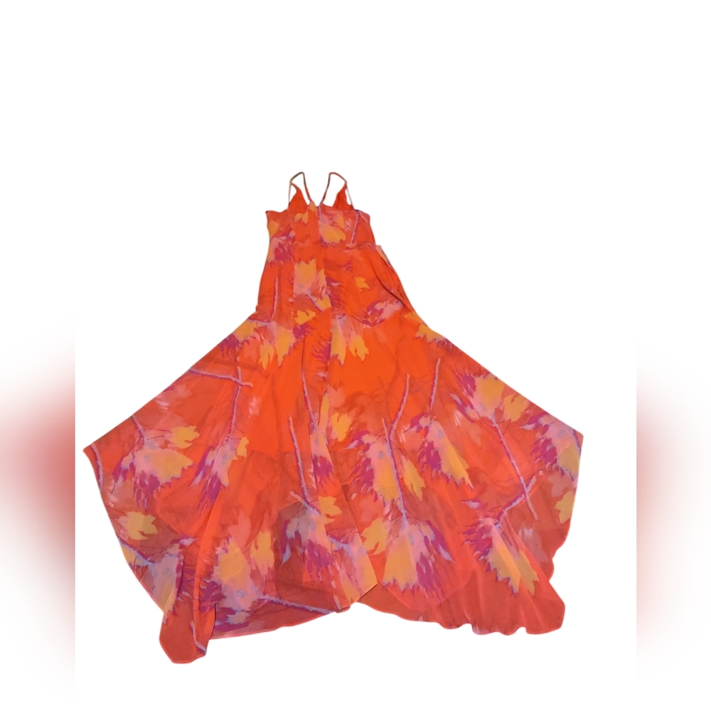 Halston strap dress Size 2 evening dress Orange Multicolors